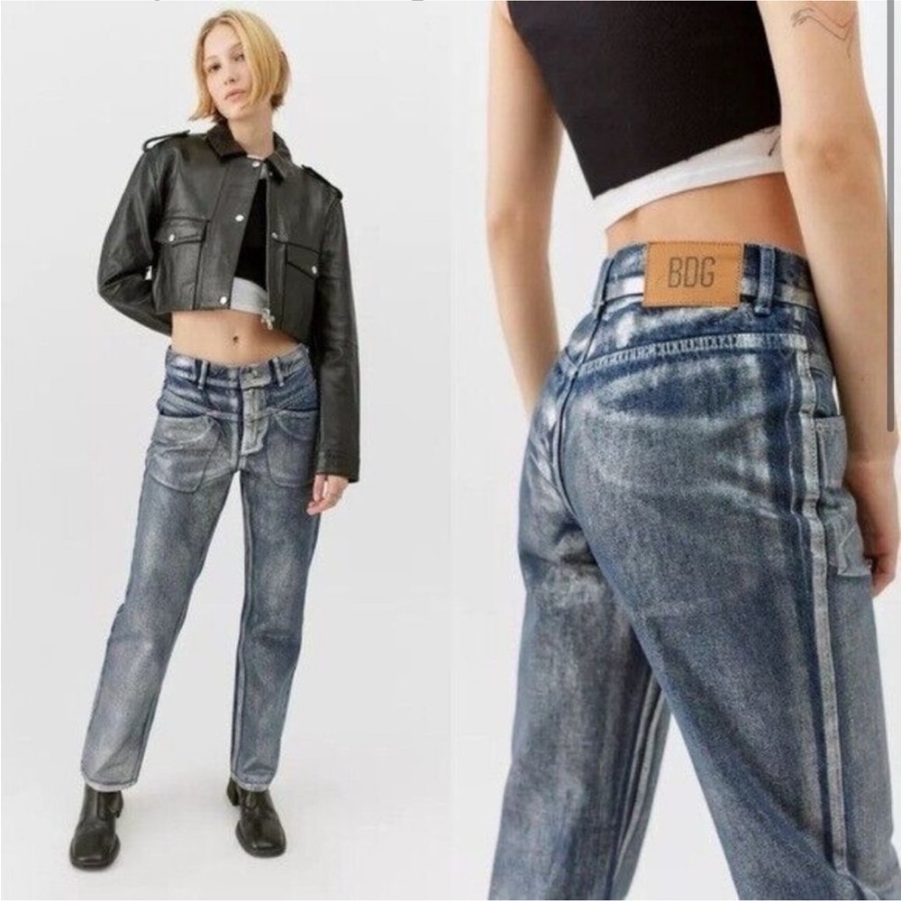 Urban Outfitters BDG Women's Metallic Cowboy Jean 28 straight leg - Picture 3 of 11